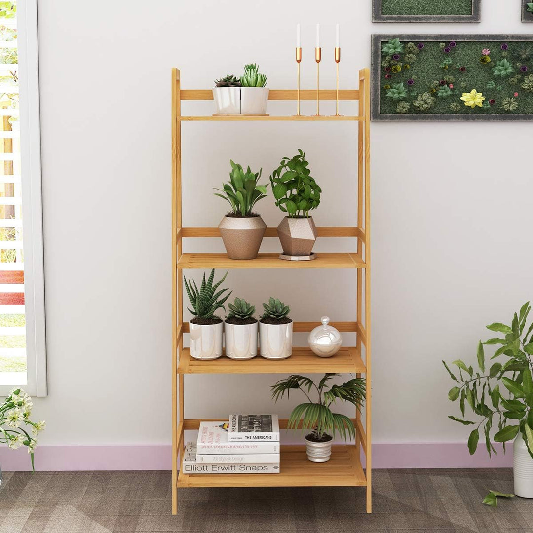 sogesfurniture Bücherregal Bambus Leiterregal Pflanzenregal Badregal Lagerregal mit 4 Böden, perfekt