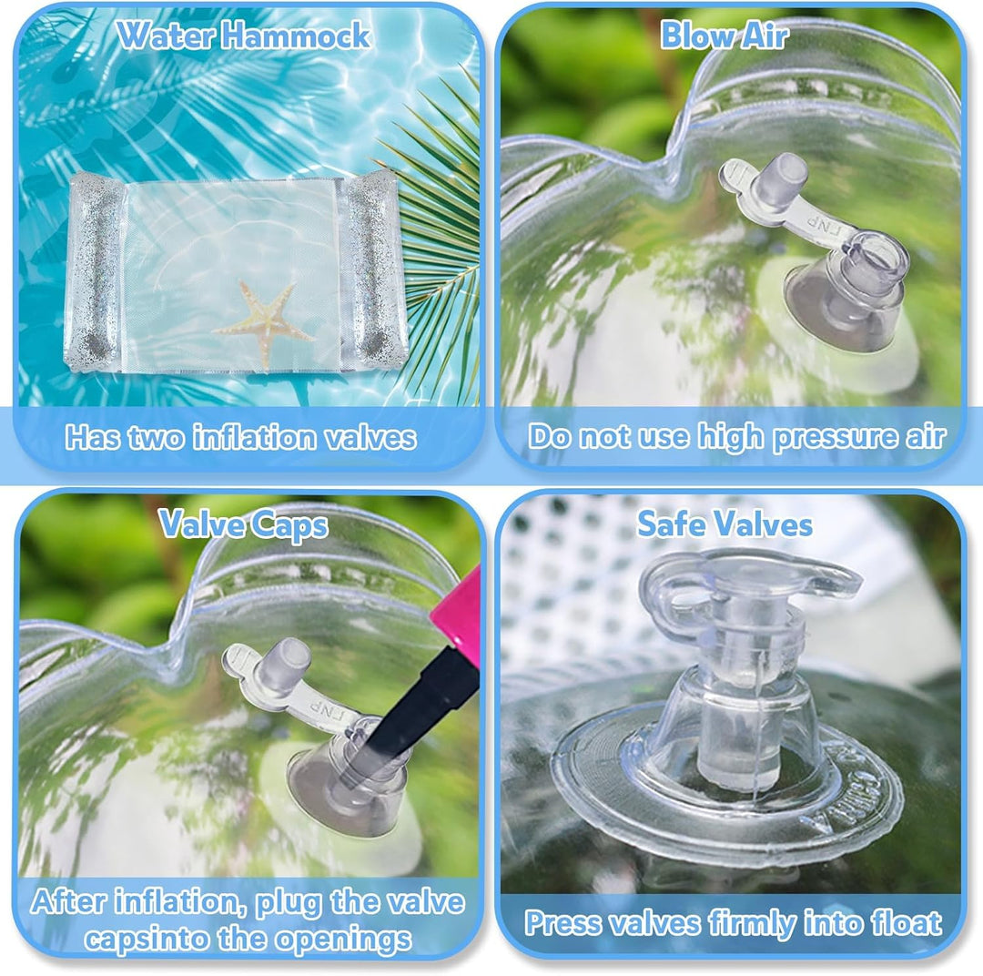 4 Stück Luftmatratze Pool, Pailletten Wasserspielzeug Wasserhängematte mit Schwimmring Wasserball Pu