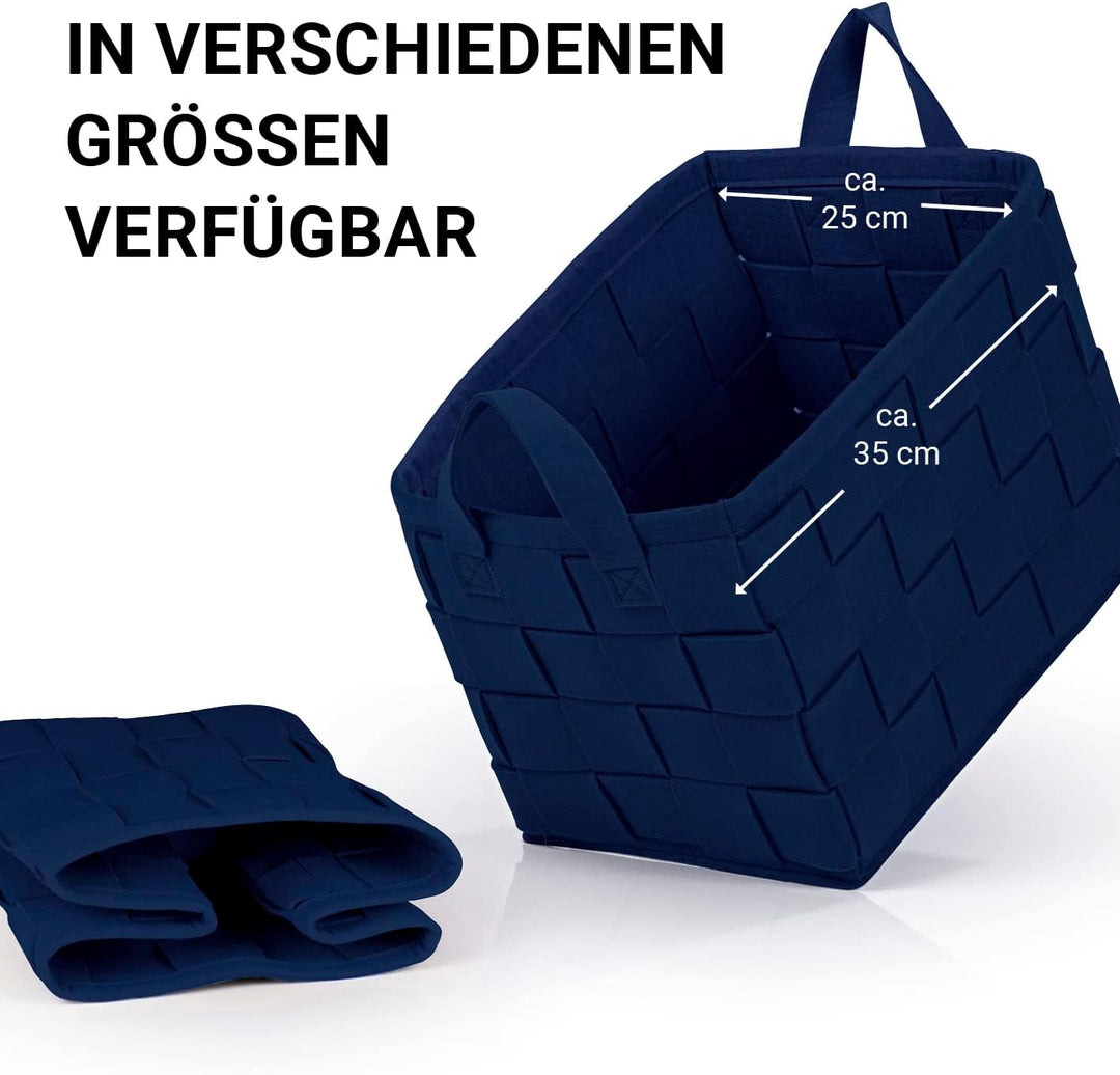 Filz-Aufbewahrungskorb mit Griff 35x25x25cm | Ideal zur Aufbewahrung von Kaminholz &amp; Zeitschriften |