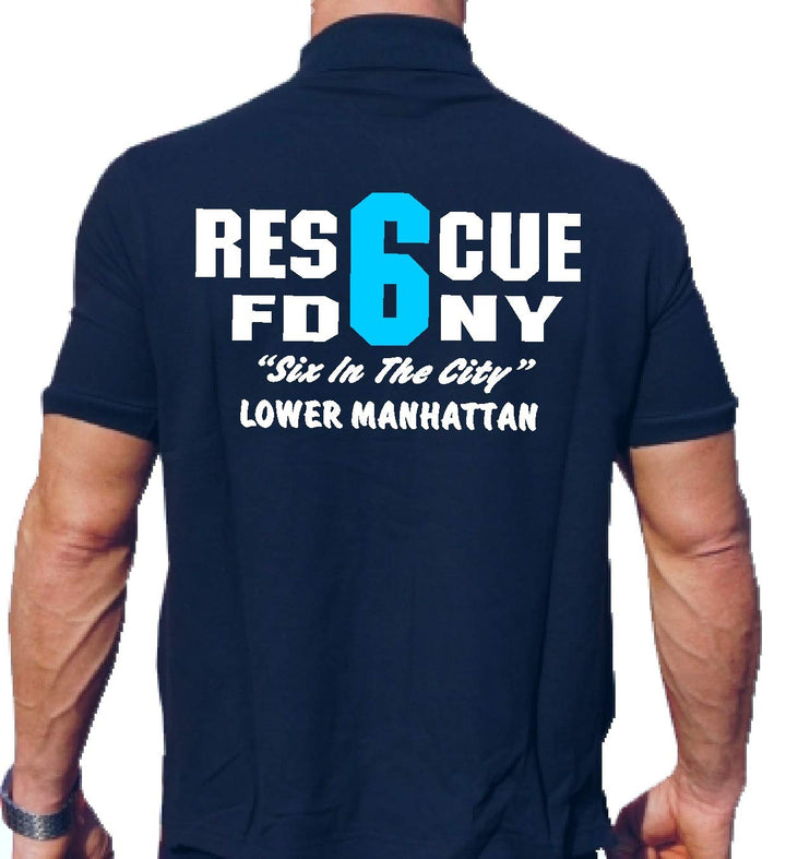 feuer1 Poloshirt Navy, Rescue 6 - Lower Manhattan New York City Fire Department XL navy, XL navy
