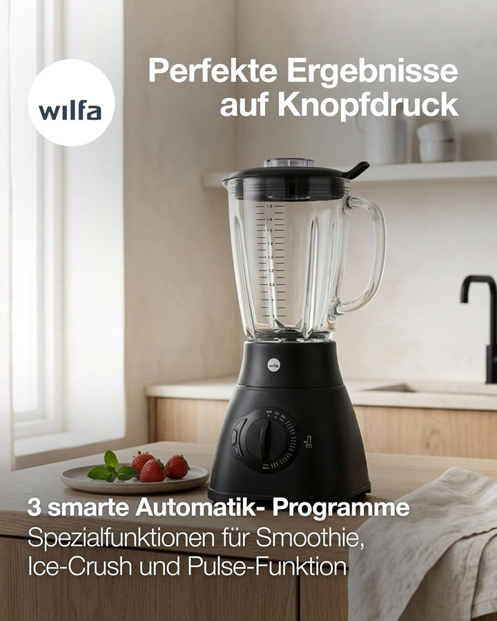 Wilfa XPLODE AUTO Standmixer - 1,8l Borosilikat-Glaskrug inkl. Mess-Skala - 1.500 Watt - 3 Programme