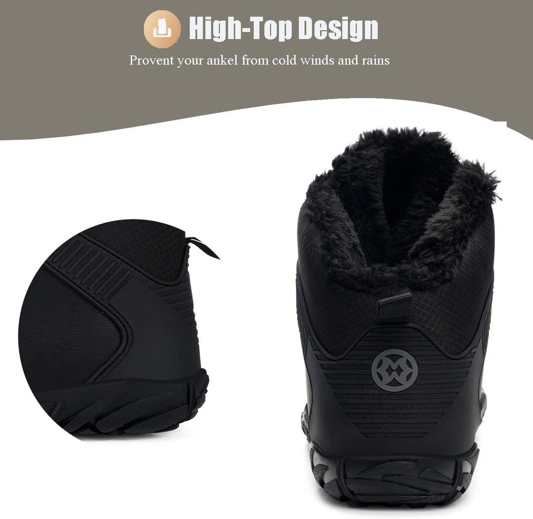 Sisttke Barfussschuhe Damen Winter Wasserdicht Winterschuhe Winterstiefel 38 EU Schwarz, 38 EU Schwa