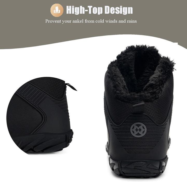 Sisttke Barfussschuhe Damen Winter Wasserdicht Winterschuhe Winterstiefel 38 EU Schwarz, 38 EU Schwa