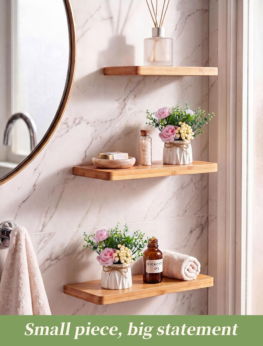 BLOSMON Kunstblumen im Topf Deko: 2 Stück Mini Rosa Künstliche Rosen Künstlich Blumen mit Vase für T
