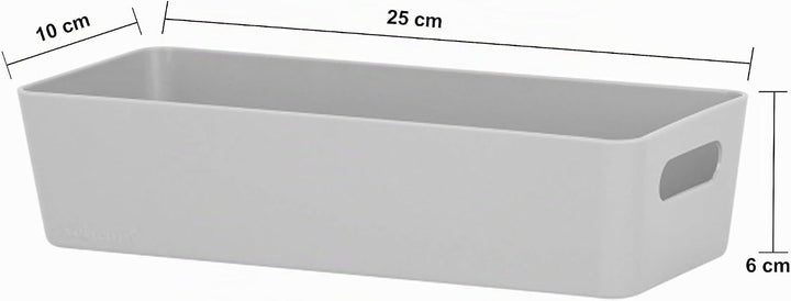 6x Ordnungsboxen - 6 cm hoch - GRAU - 25x10x6cm - 1 Liter - Ordnungskorb - Schubladenorganizer Schub