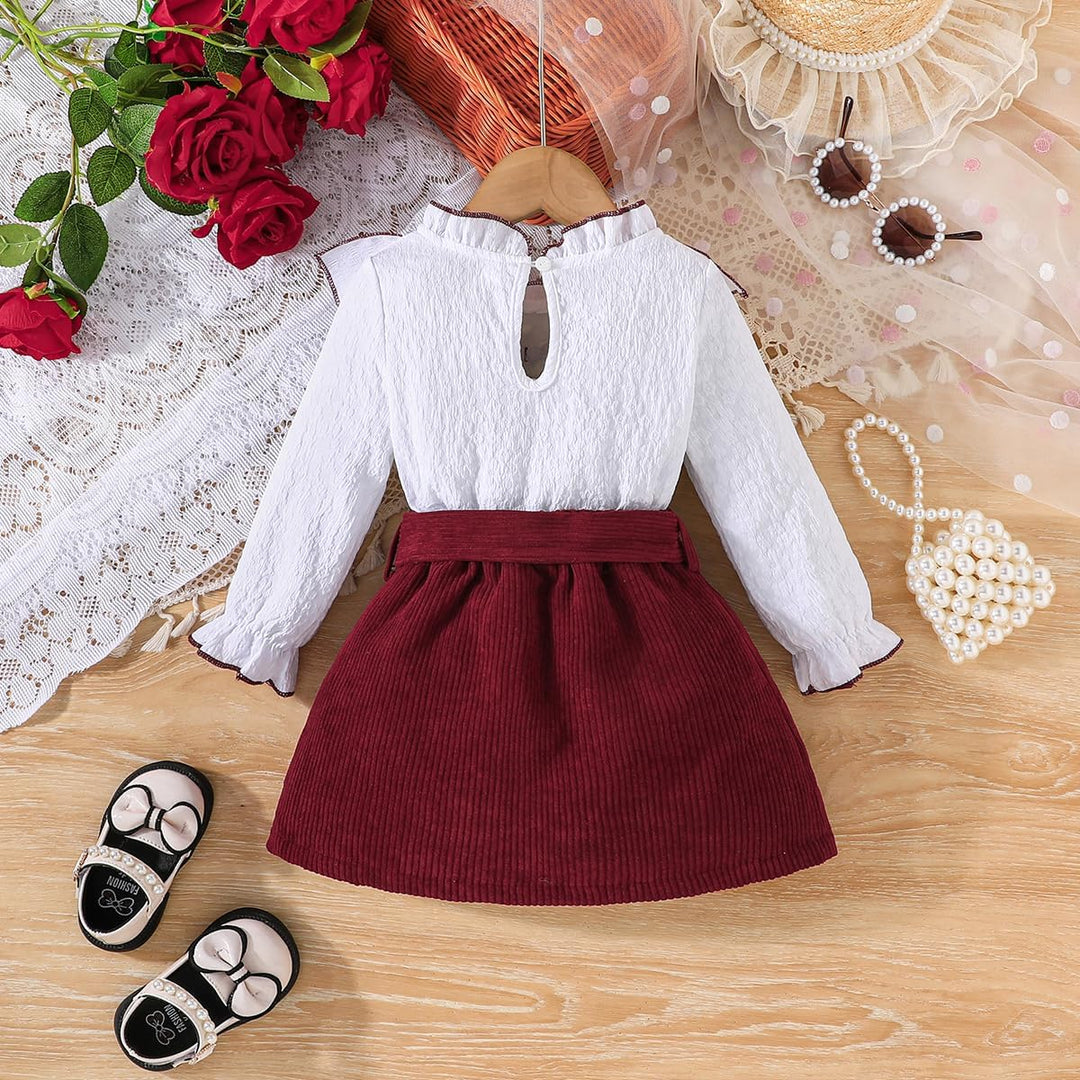 Kleinkind Baby Mädchen Outfits Ruffle Rollkragen Langarm Shirt + Bowknot Mini Rock 2 Stück Herbst Wi