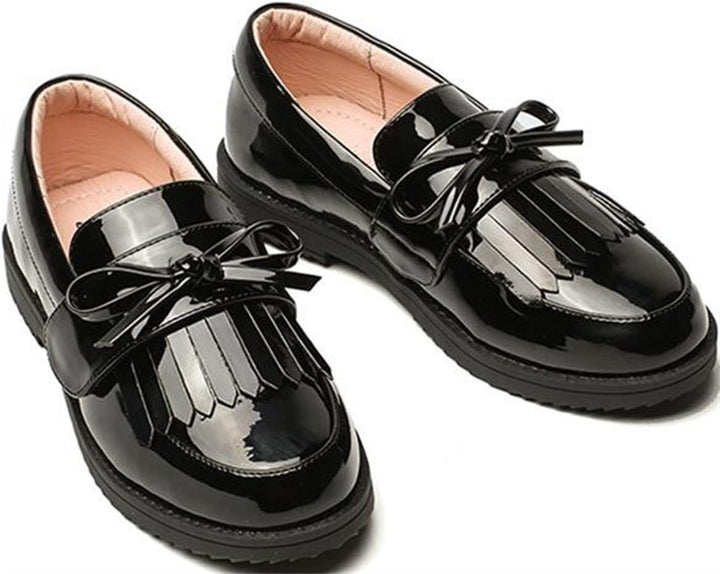 PPXID Mädchen Mokassins Slipper Prinzessin Ballerina Schule Halbschuhe 26 EU Schwarz B, 26 EU Schwar