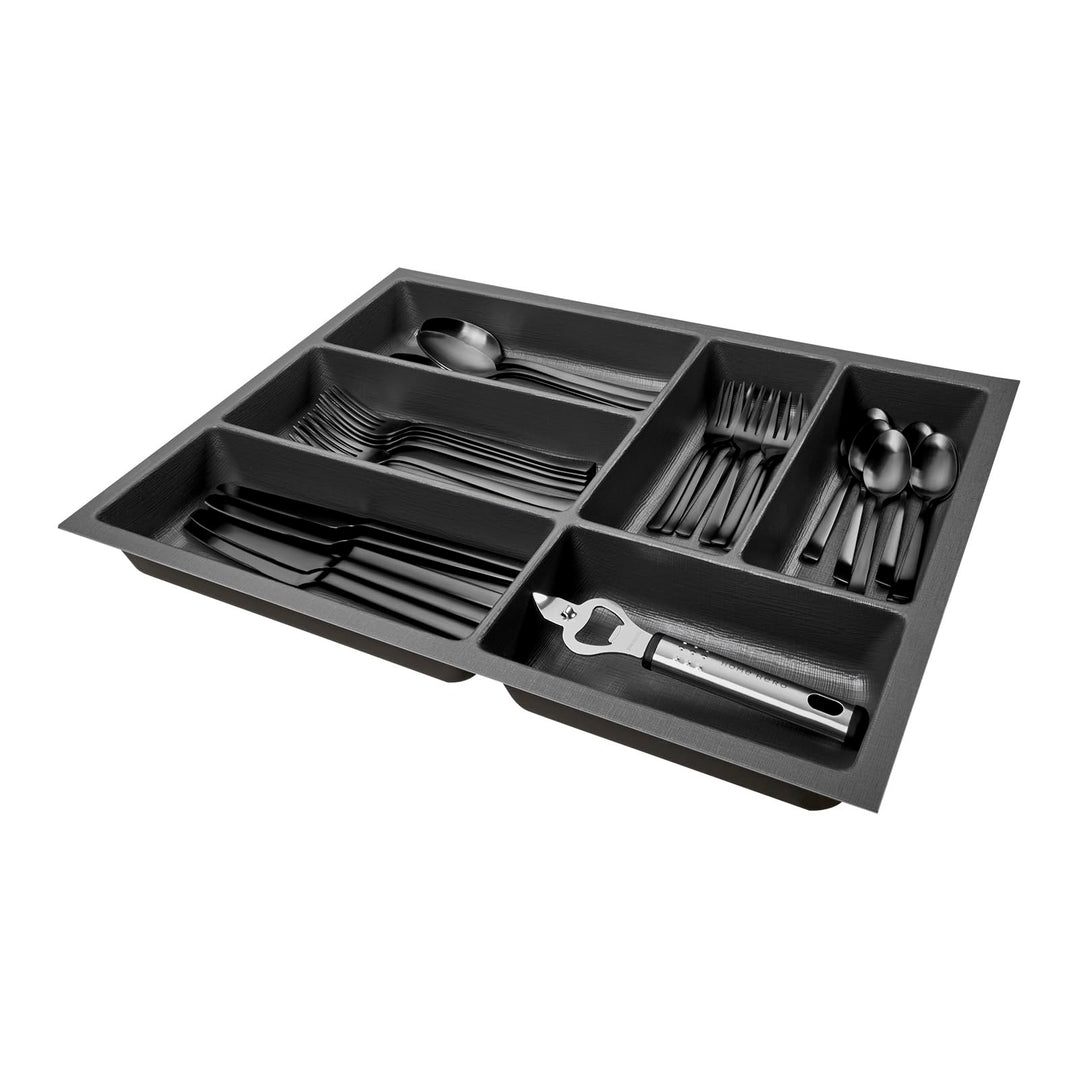 SO-BOX 2 Besteckkasten Breite 35,9 cm, Tiefe 46,2 cm mit anthraziter Kanvas-Struktur für Schubladen