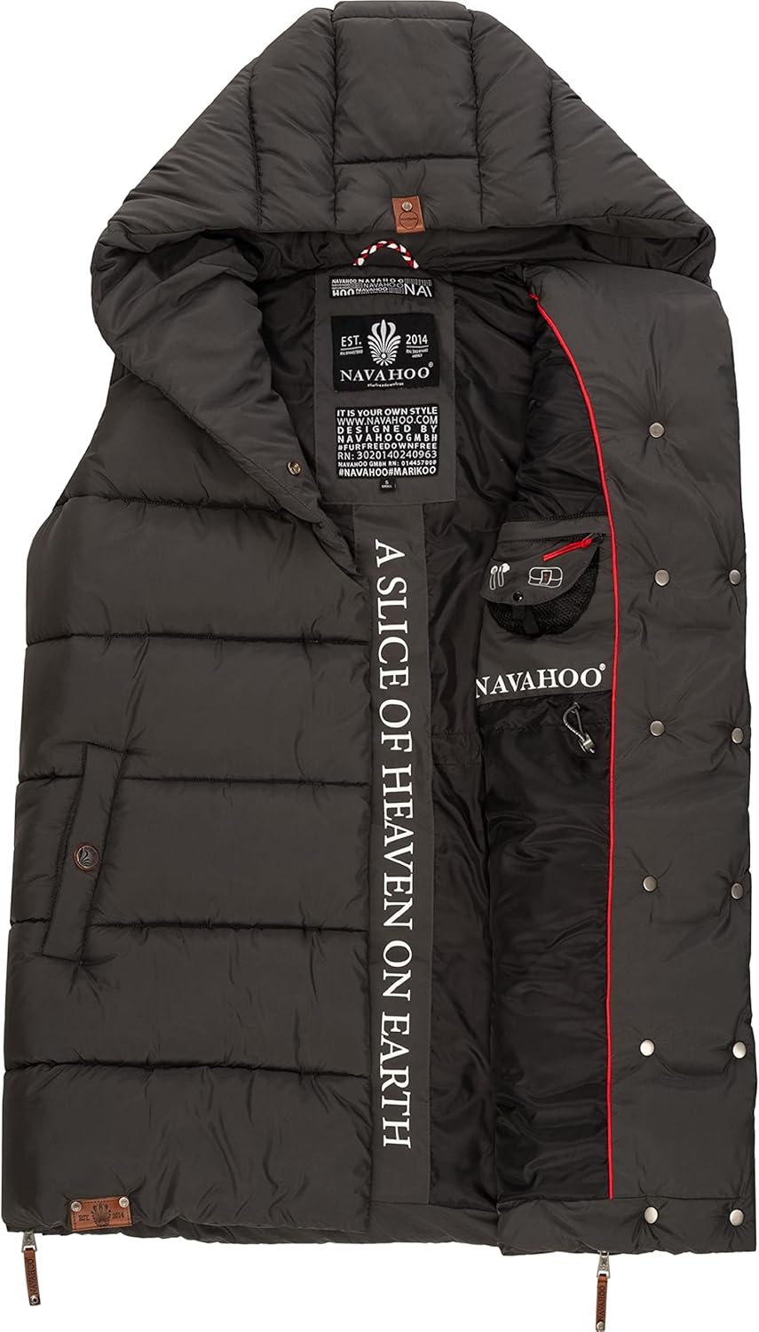 Navahoo warme Damen Winter Steppweste lang mit Kapuze Madilynaa XS-XXL M Anthracite, M Anthracite