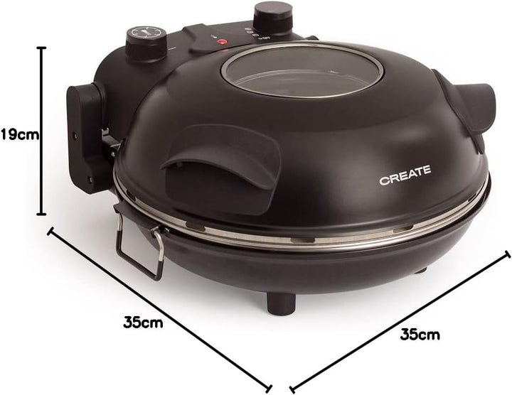 CREATE/PIZZAMAKER/Elektrische steen pizzaoven Schwarz/Twee kookniveaus,Snel en krachtig,Praktisch en