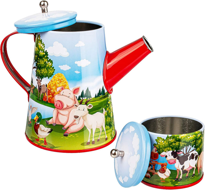 alles-meine.de GmbH 26 TLG. Set Puppengeschirr/Teeservice &amp; Kaffeeservice + Besteck - Bauernhof Tier