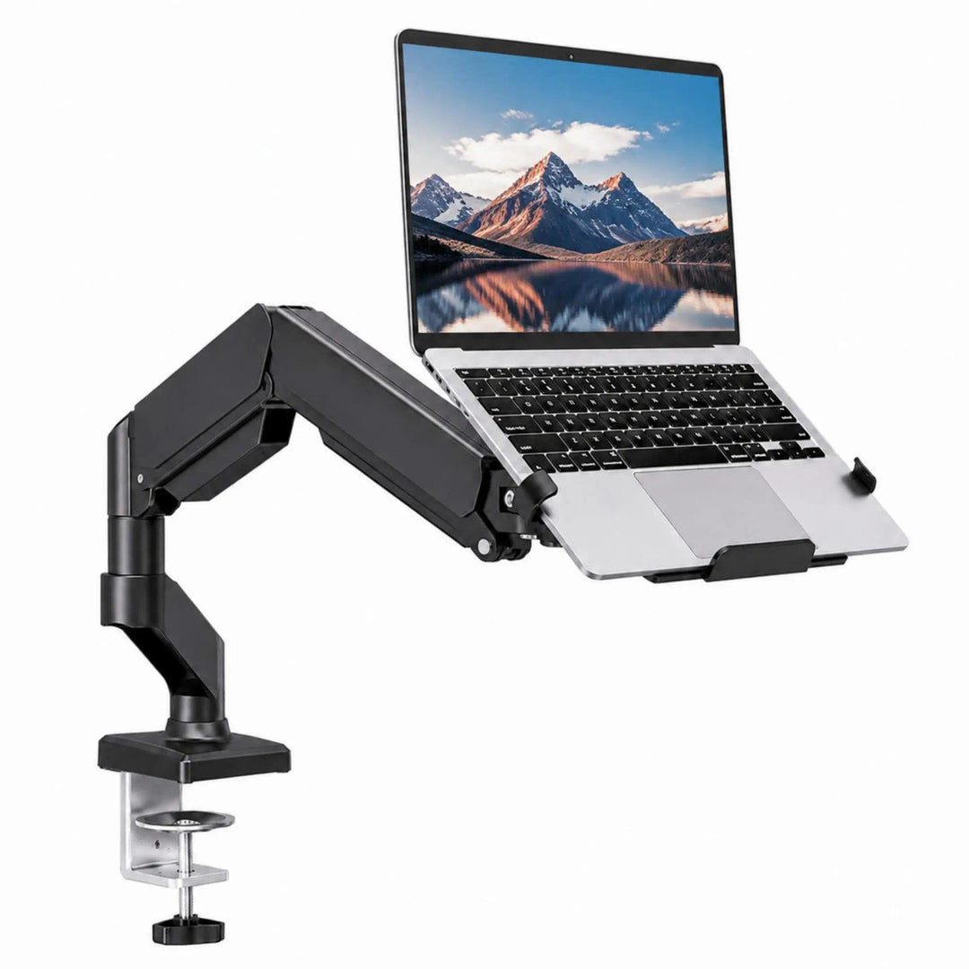 Monitor &amp; Laptop Halterung 2-in-1, verstellbare Armhalterung für 14-17 Zoll Notebook &amp; bis zu 32 Zol