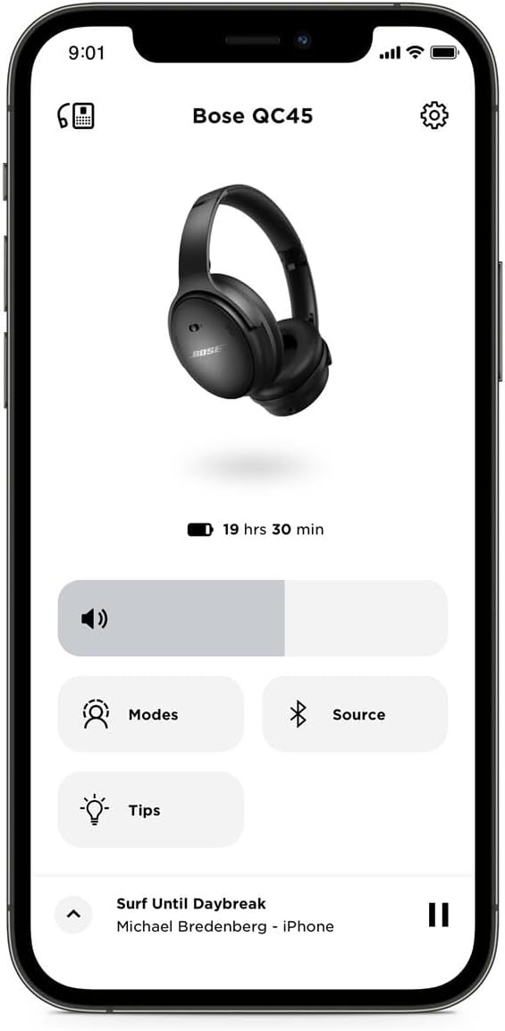 Bose QuietComfort 45 kabellose Noise-Cancelling-Bluetooth-Kopfhörer, Mikro, Einheitsgrösse, Schwarz