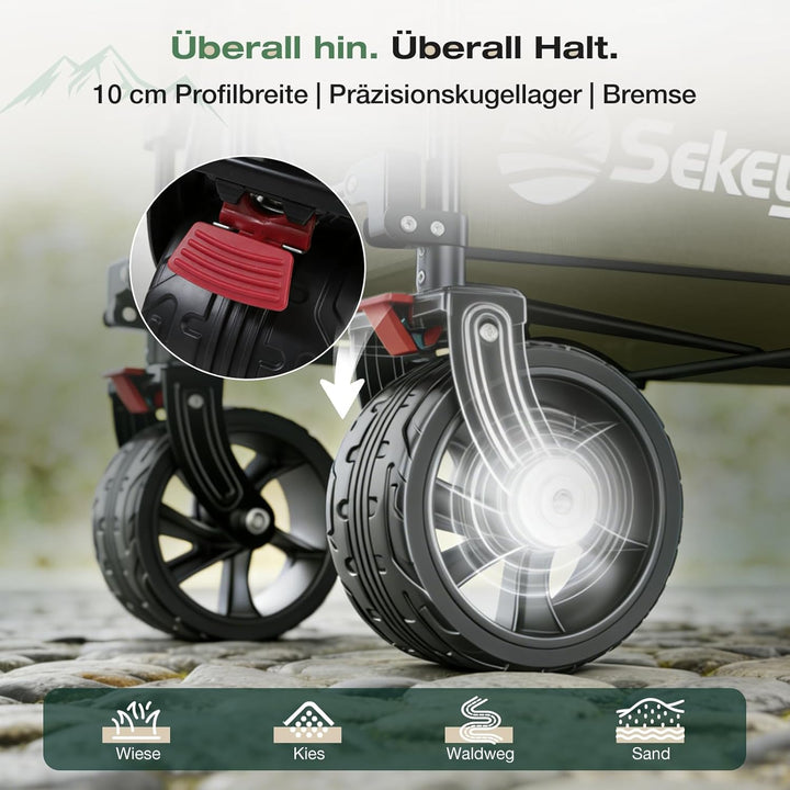 Sekey XXL Plus Bollerwagen Faltbar 200L 200KG Belastbar, Faltbollerwagen mit Extra Breite 17x10 cm A