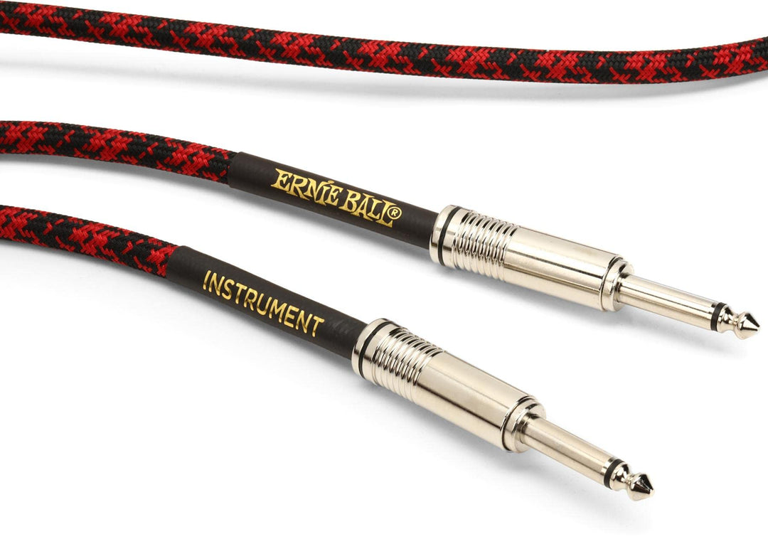 Ernie Ball Geflochtenes Instrumentenkabel gerade/gerade 5,49  m (18 ft) - Rot/Schwarz Rot/schwarz 5,
