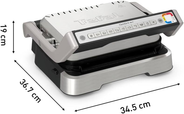 Tefal OptiGrill 4in1 Kontaktgrill mit Backschale, Aufklappbar, Tischgrill, 9 Programme, Garstufenanz