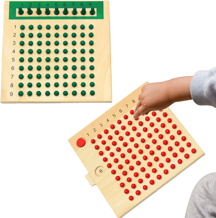 Qikam Mathe-Multiplikationsbrett, Multiplikations- und Divisionsbrett aus echtem Holzmaterial, Mathe