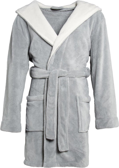 CelinaTex XS-XXXL Bademantel Kapuze zweifarbig kurz aufgesetzte Taschen Damen Mikrofaser Kuschelflee