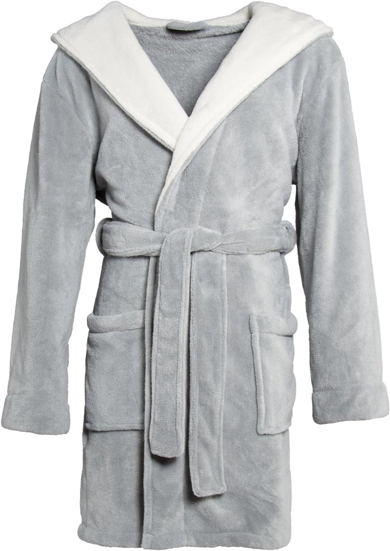 CelinaTex XS-XXXL Bademantel Kapuze zweifarbig kurz aufgesetzte Taschen Damen Mikrofaser Kuschelflee