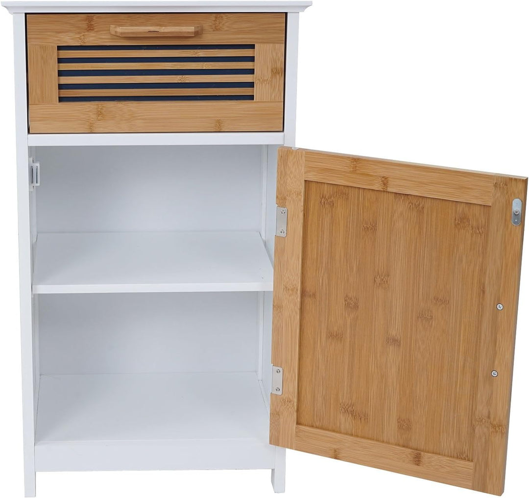Mendler Kommode HWC-A85, Badezimmerkommode Badschrank Bambus, 71x40x31cm weiss