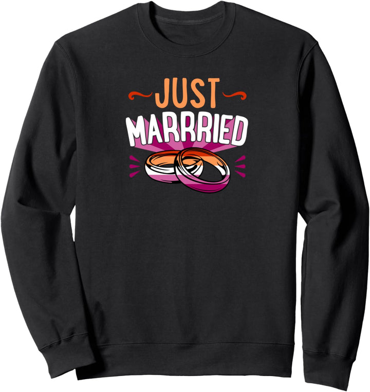 Just Married Lesbische Hochzeitsankündigung, Schwulenpaar, Braut Sweatshirt