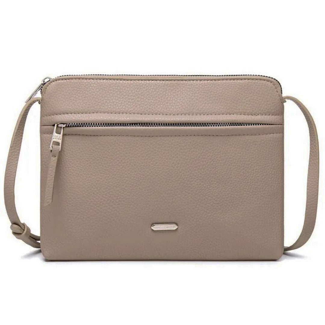 David Jones - Damen Umhängetasche - Kleine Flache Handtasche PU Leder - Tasche Klassiche Elegante Be