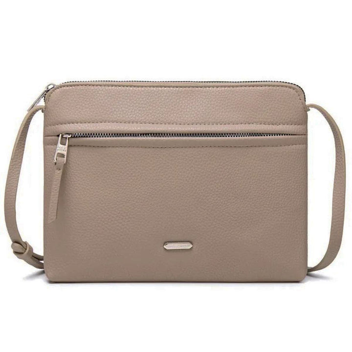 David Jones - Damen Umhängetasche - Kleine Flache Handtasche PU Leder - Tasche Klassiche Elegante Be