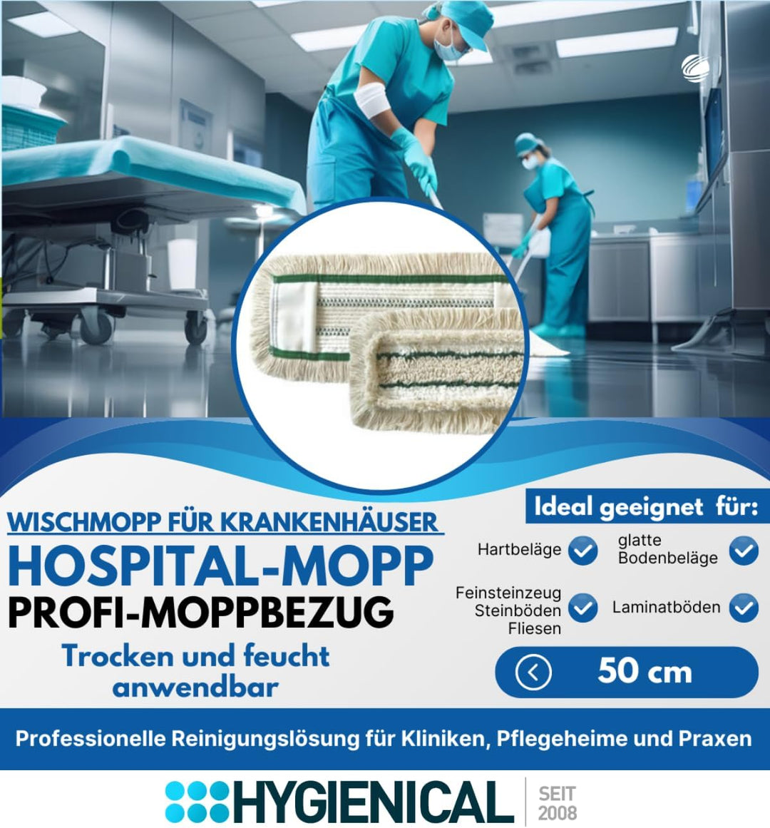 Wischmopp Set für Krankenhäuser und Hospitale, Profi-Moppbezüge, Moppbezüge für Mopphalter, Schlinge