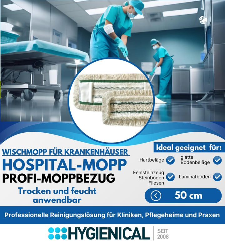 Wischmopp Set für Krankenhäuser und Hospitale, Profi-Moppbezüge, Moppbezüge für Mopphalter, Schlinge