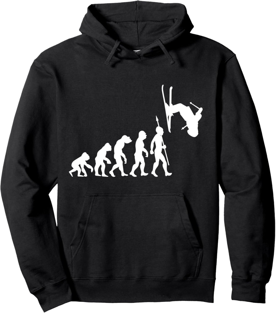 Skifahren Skilaufen Skifahrer Evolution Lustig Apres Ski Pullover Hoodie