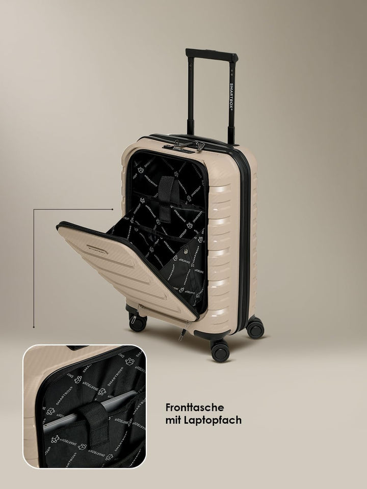 Smartbox Hartschalen Kabinen-Koffer mit Laptopfach | Kleiner Trolley 36 x 22 x 55 cm & Frontöffnung