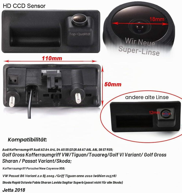 Dynavsal Griffleiste Auto Kamera 1280 * 720 Pixel 1000TV Linien HD Objektiv Wasserdicht 170 ° Super