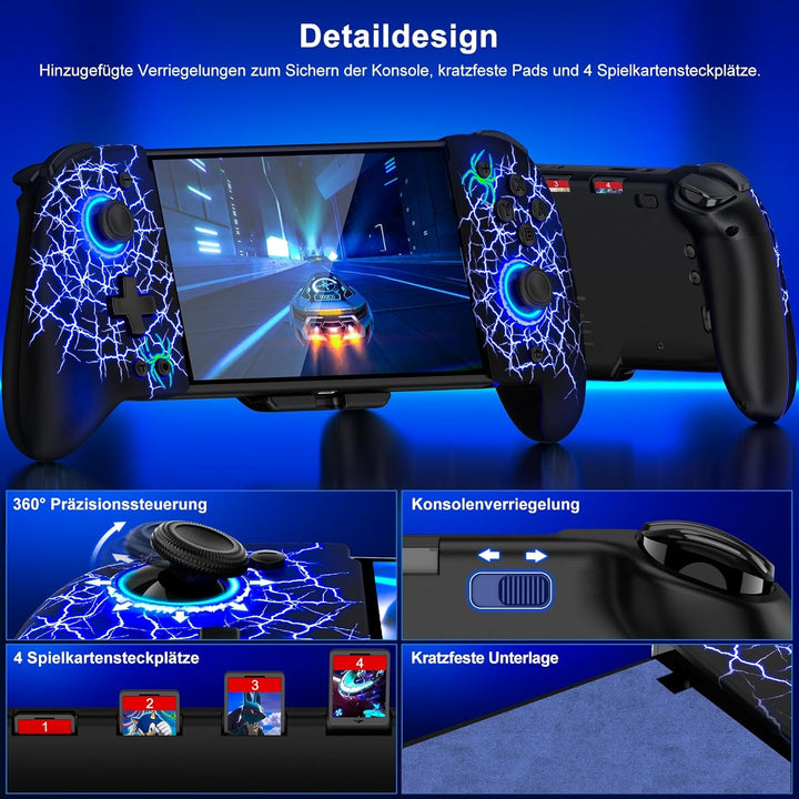 ALEEMTRY Switch Controller, Wireless Pro Controller Switch für Handheld-Modus mit Turbo/1000mAh/Prog