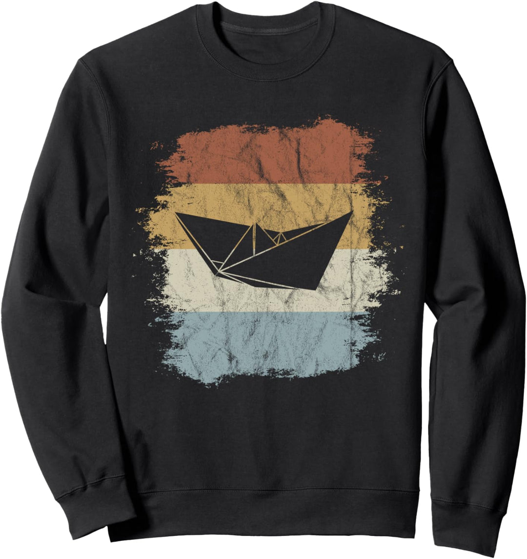 Faltboot Kapitän Retro Nordsee Ostsee Papier-Schiff Sweatshirt