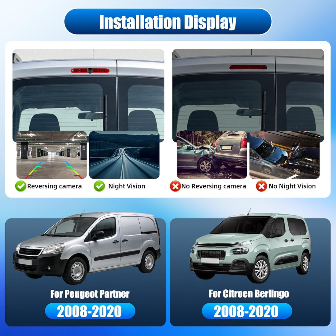 Rückfahrkamera für Peugeot Partner 2008-2020/Citroen Berlingo 2008-2020, 3. Bremslicht, Rückfahrkame