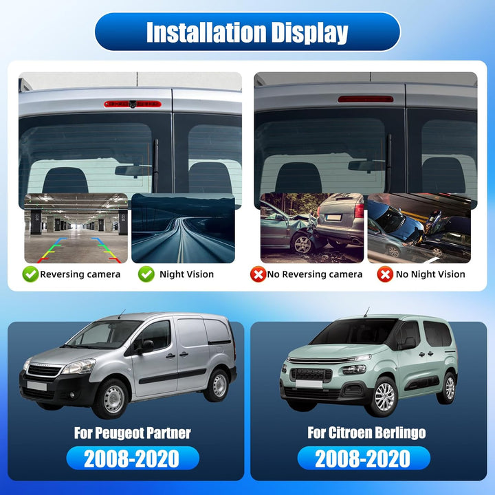 Rückfahrkamera für Peugeot Partner 2008-2020/Citroen Berlingo 2008-2020, 3. Bremslicht, Rückfahrkame