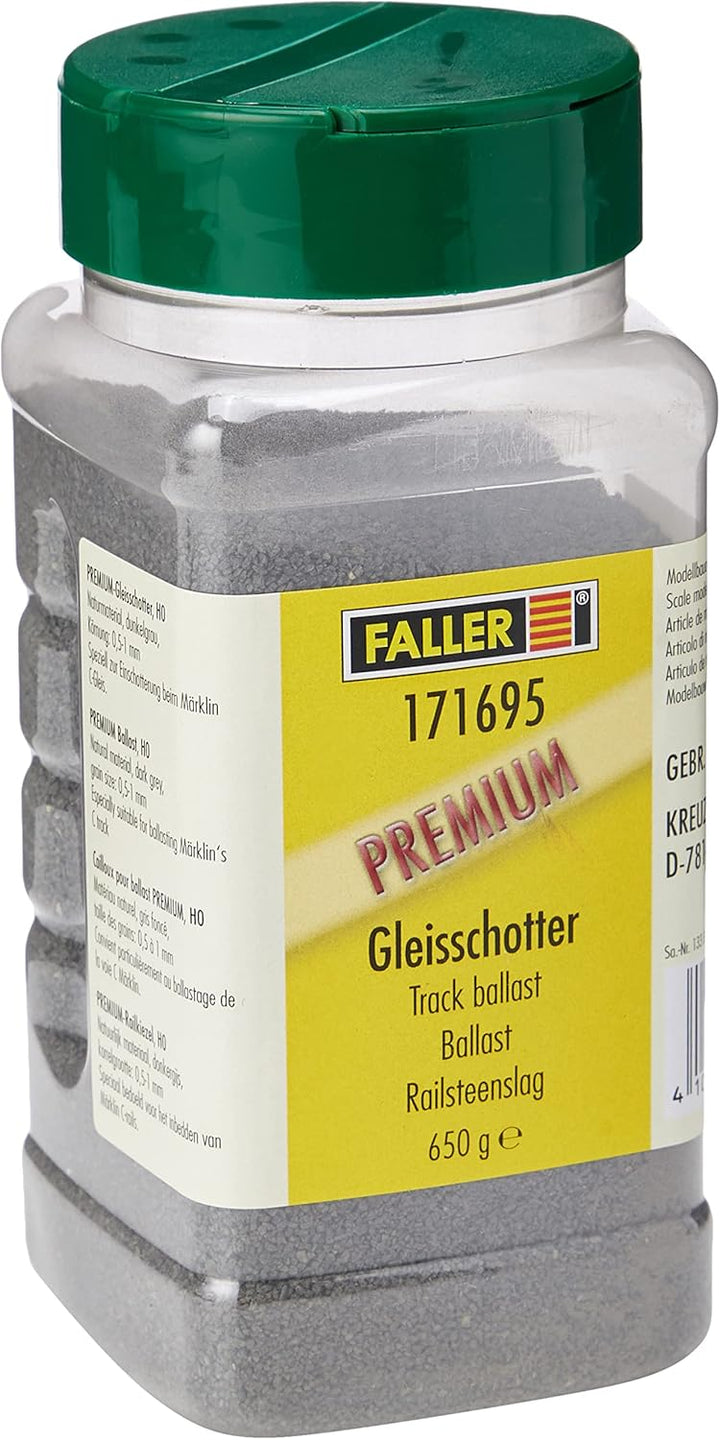 FALLER 171695 - Premium-Gleisschotter, 500 ml, dunkelgrau (für C-Gleis)