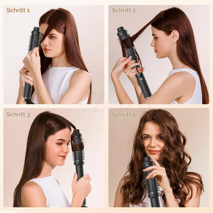 Thermal Brush 38mm, Wärmebürste mit 120–200°C LCD-Display, Lockenbürste Haarstyler Rundbürste, Verwe
