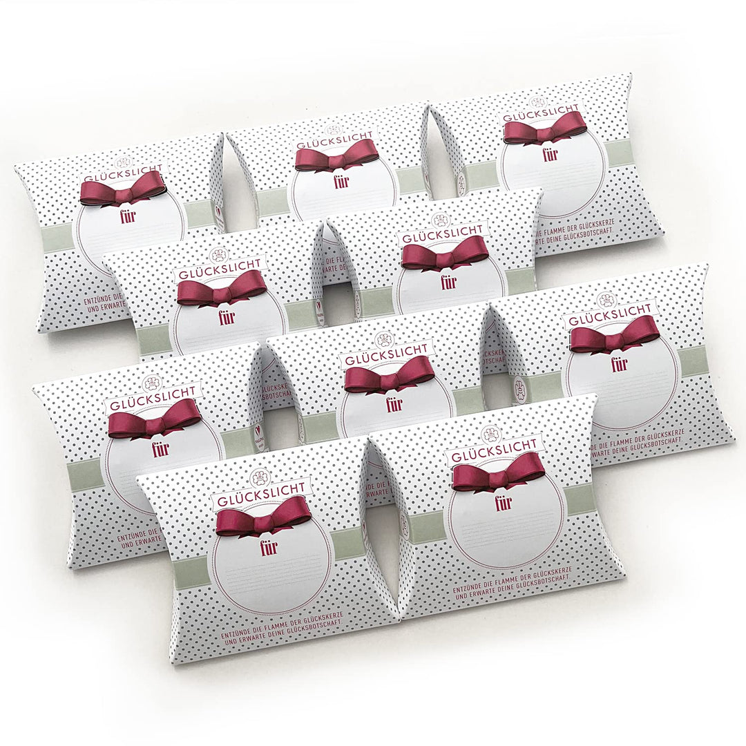 Glückslicht/Dots/Glückslicht für … / personalisierbar/Elegante weisse Geschenkbox mit zartgrünen Pun