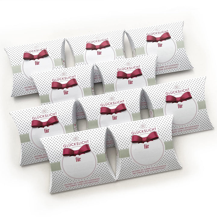 Glückslicht/Dots/Glückslicht für … / personalisierbar/Elegante weisse Geschenkbox mit zartgrünen Pun