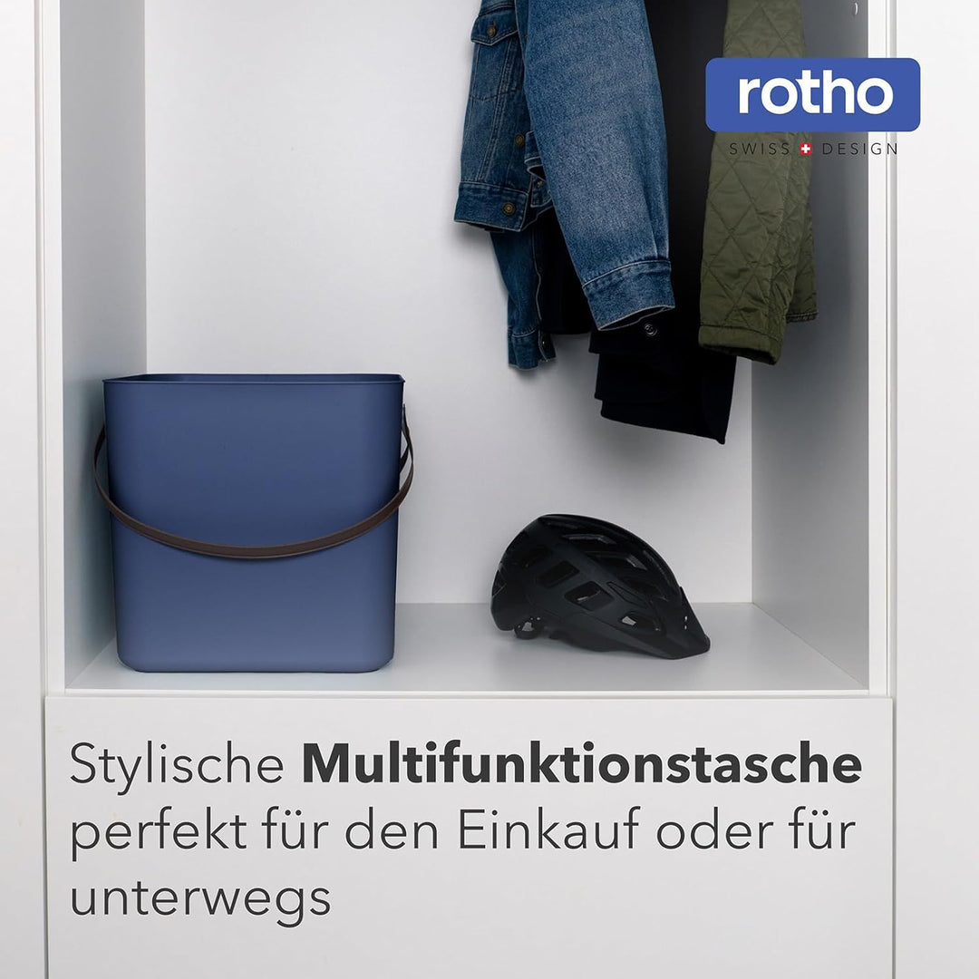Rotho Albula Einkaufskorb, Kunststoff (PP recycelt), blau, 40l, (39,8 x 35,5 x 34 cm)