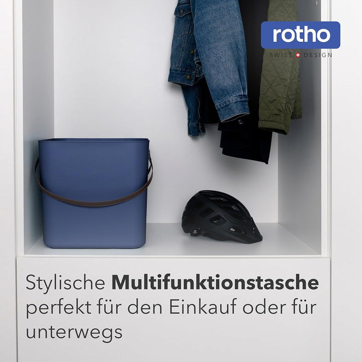 Rotho Albula Einkaufskorb, Kunststoff (PP recycelt), blau, 40l, (39,8 x 35,5 x 34 cm)