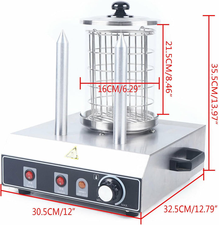 Hot Dog Maker, 422W Elektrischer Würstchenwärmer Profi Wurstwärmer Würstchen Maschine Edelstahl Bock