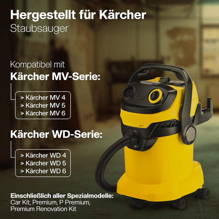 3 Filter für Kärcher Staubsauger [WD4, WD5, WD6 / MV4, MV5, MV6] – 3 Flachfaltenfilter für Allergike