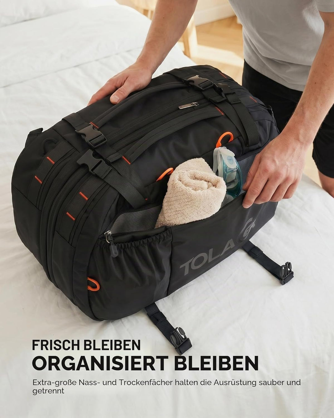 Tolaccea Reiserucksack, Handgepäck Rucksack Flugzeug, TSA-Freundlicher Laptop Rucksack 15,6 Zoll, Er