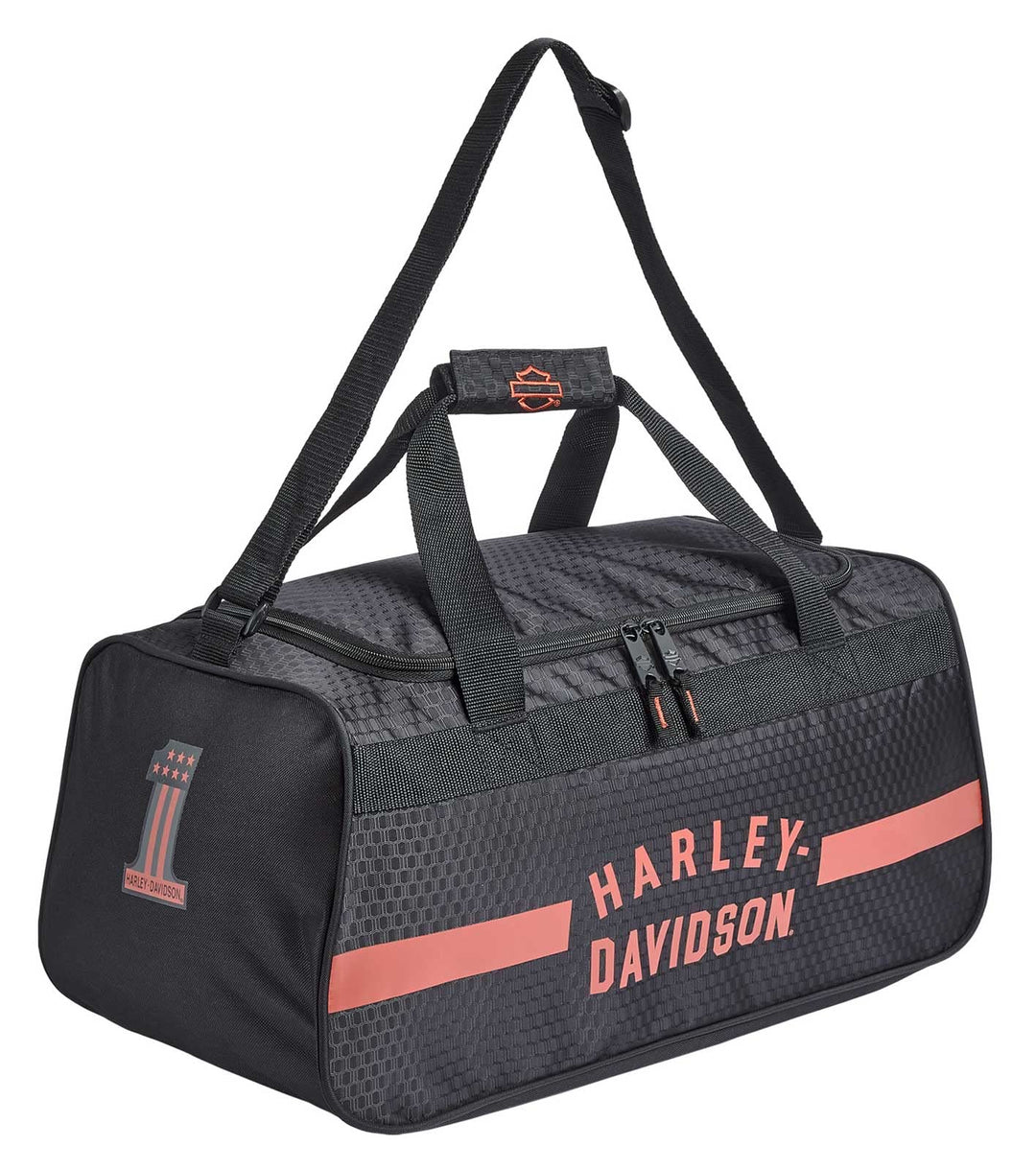 Harley-Davidson Rust Orange #1 Logo Sports Duffel Bag w/ Shoulder Strap - Black
