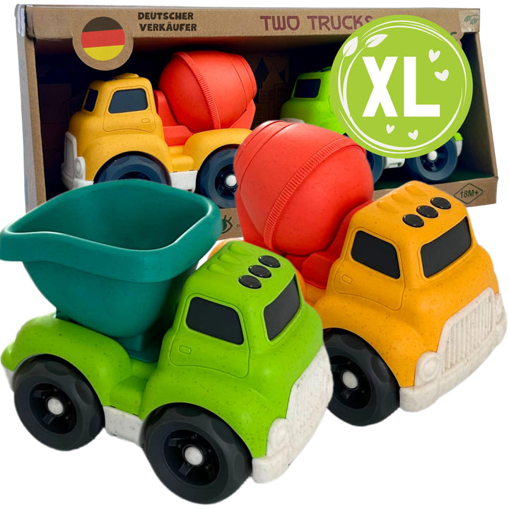 XL Sandspielzeug ab 1 Jahr aus Bio Kunststoff | 2er Set Trucks | für Jungen &amp; Mädchen | Kinderspielz