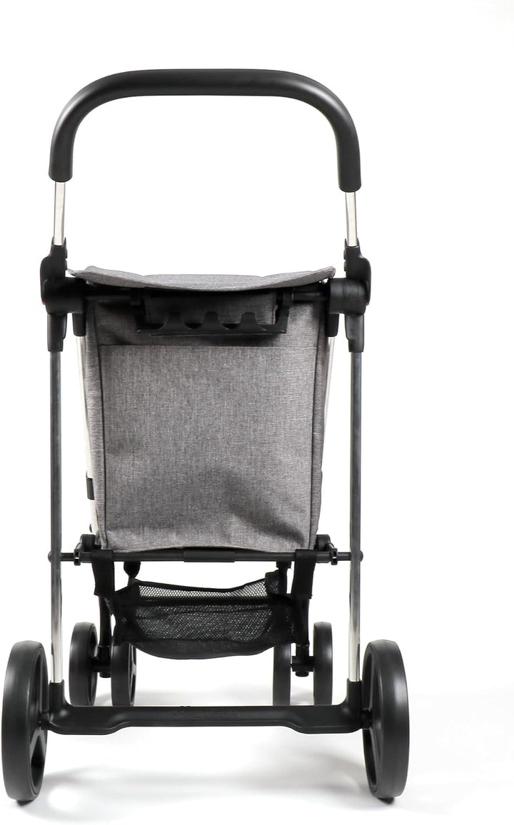 Klappbarer Einkaufstrolley Rolser Basquet Tweed 4 grosse Räder (2 drehbare) - Grau, Grau