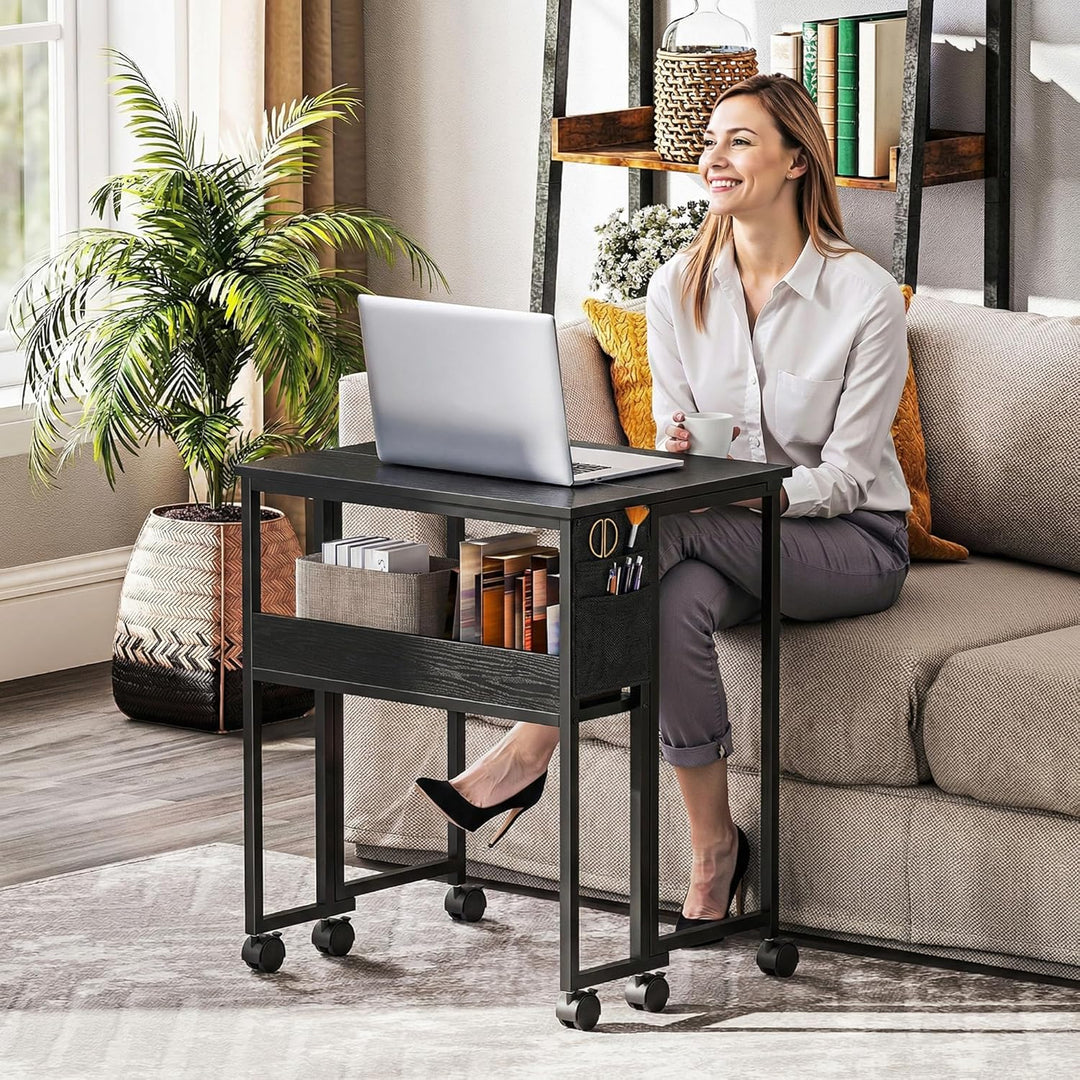 HOMCOM Klapptisch mit Ablagefach und Tasche, 63 cm Faltbarer Computertisch für kleine Räume, platzsp