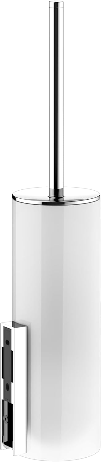 KEUCO Toilettenbürsten-Garnitur aus Kristall-Glas matt und Metall Chrom, Wandmontage, WC-Bürste mit